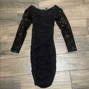 Marciano Elegant Black Sequin Sleeve Dress